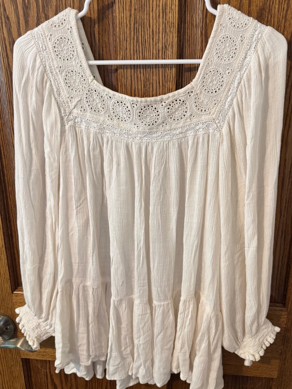 Cream Peasant Top - American Eagle